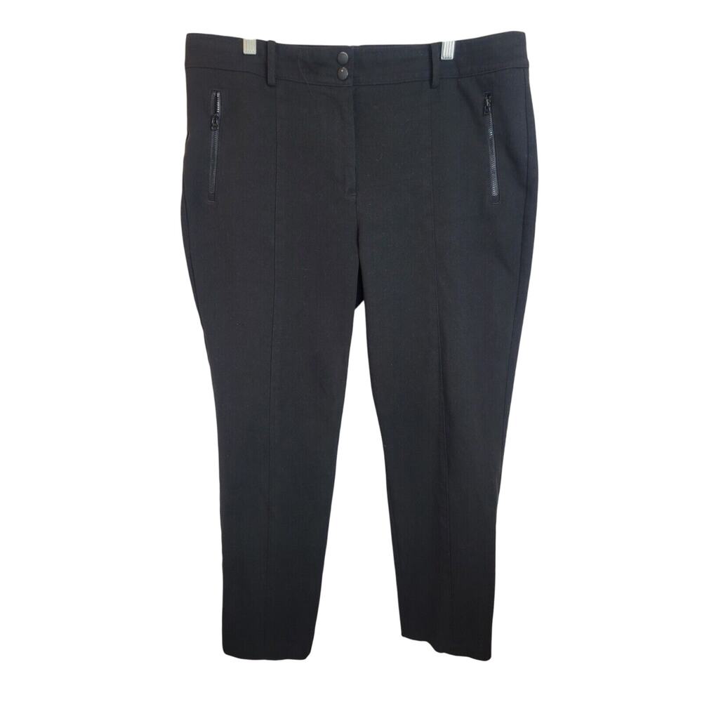 Talbots Black Straight Leg Twill Zipped Pockets Cropped Pants Women's Size 14